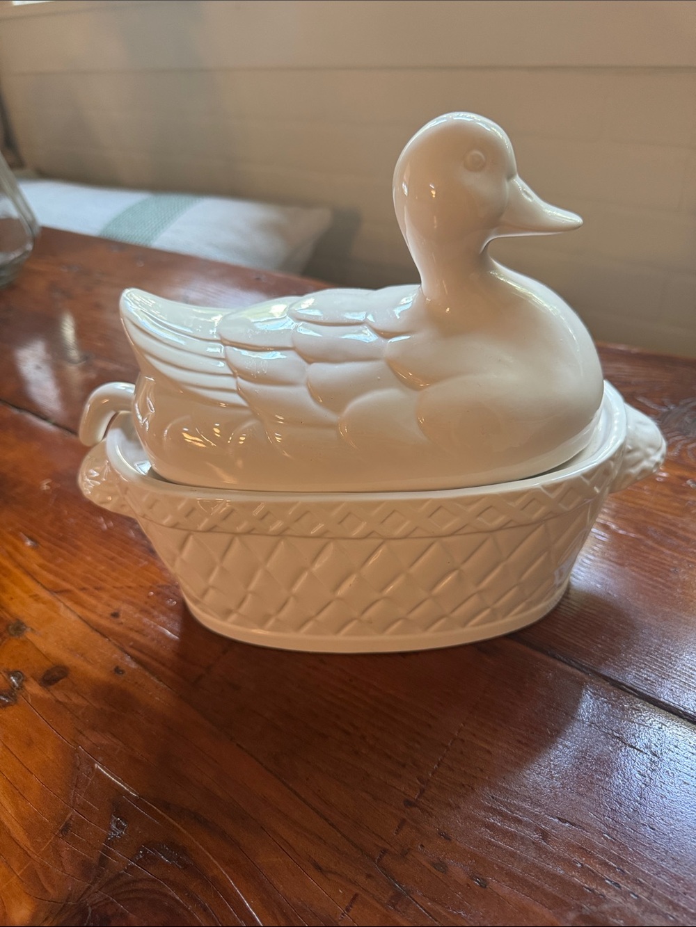 Himark Gourmet Kitchen white ceramic duck-in-a-basket soup tureen